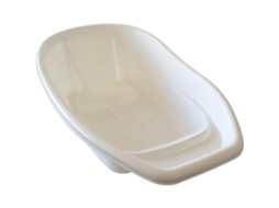 Banheira para bebês desde o nascimento com suporte antiderrapante integrado, ideal para banho e ducha (branca)
