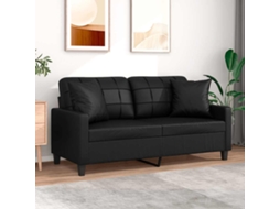 Vidaxl Sofá 2 Lugares + Almofadas Decoração 140 Cm Couro Artif. Preto