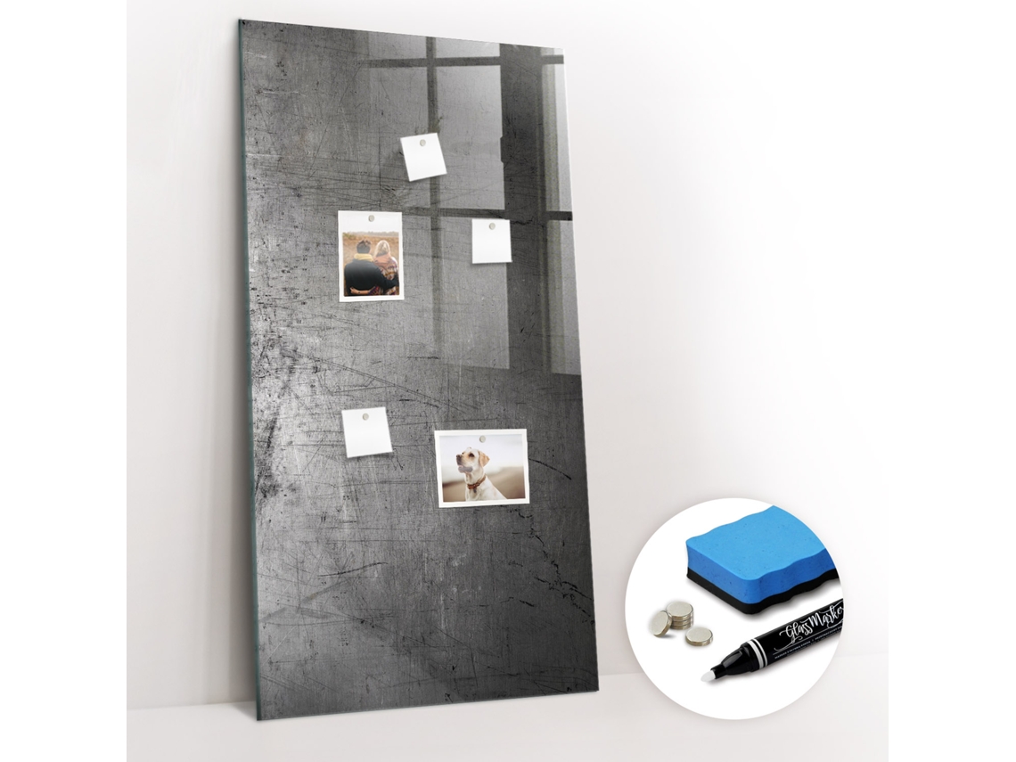 Quadro Magnético Decorativo Metal Riscado Para O Escritório Espelharte (60x120 Cm)