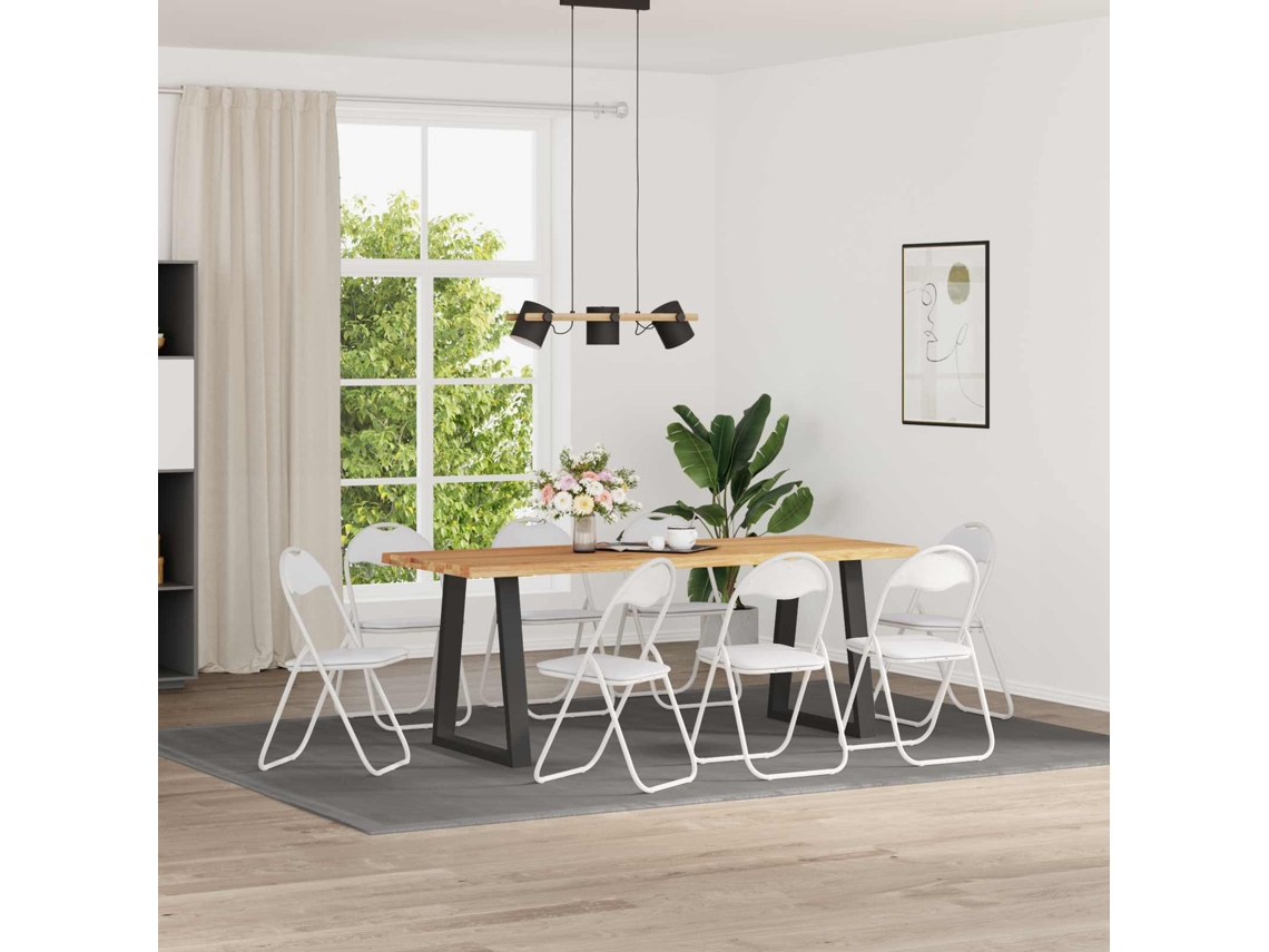 Vidaxl Cadeira Dobrável 8 Unid. Couro Sintético Branco