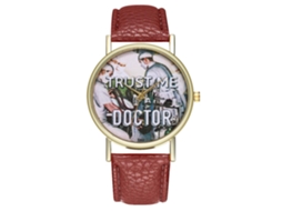 Reloj De Pulsera Unisex De Cuarzo Con Correa Pu Dial Redondo Doctor Zhoulianfa Café