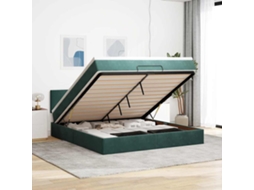Estrutura De Cama Otomana Com Colchão 180x200 Cm Verde Escuro