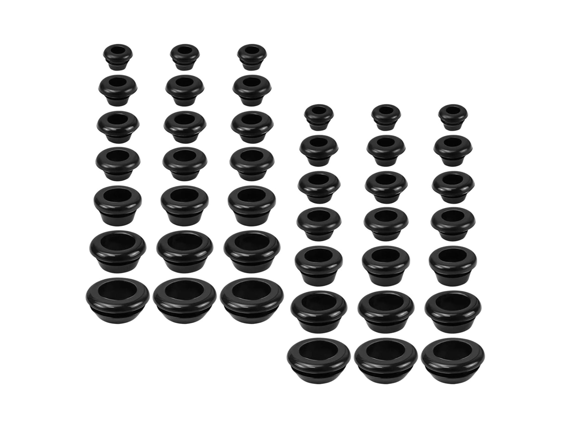 Kit Com 70 Peças De Arruelas De Borracha Pretas Para Cabos Elétricos.