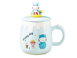 Caneca de 350Ml Caneca de Cerâmica com Coração e Colher Caneca Criativa de Café Da Manhã NEVEANCE