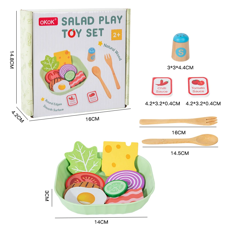 Conjunto De Brinquedo De Madeira Que Simula Salada