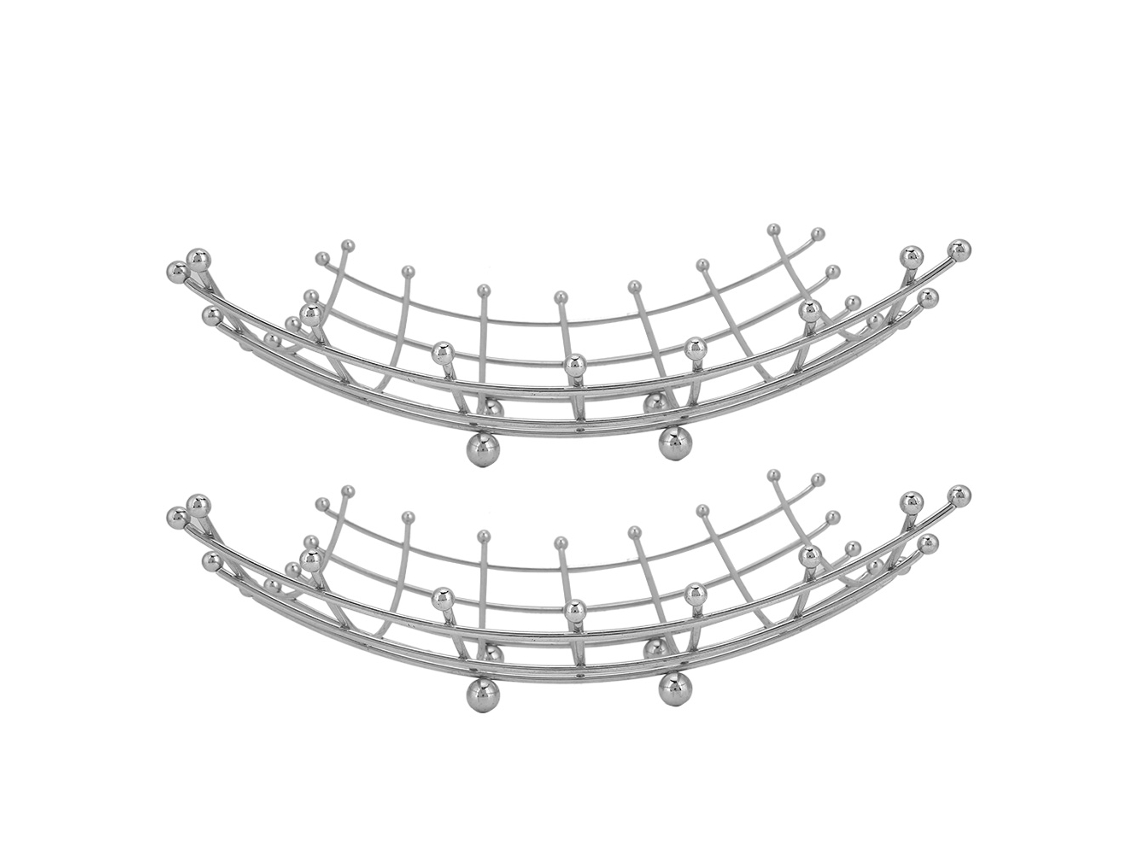 Nova Line 2pcs Cesto de Frutas Aço Inoxidável Bowl Rack Armário Cozinha Decor Aparência Entalhe 27x27cm