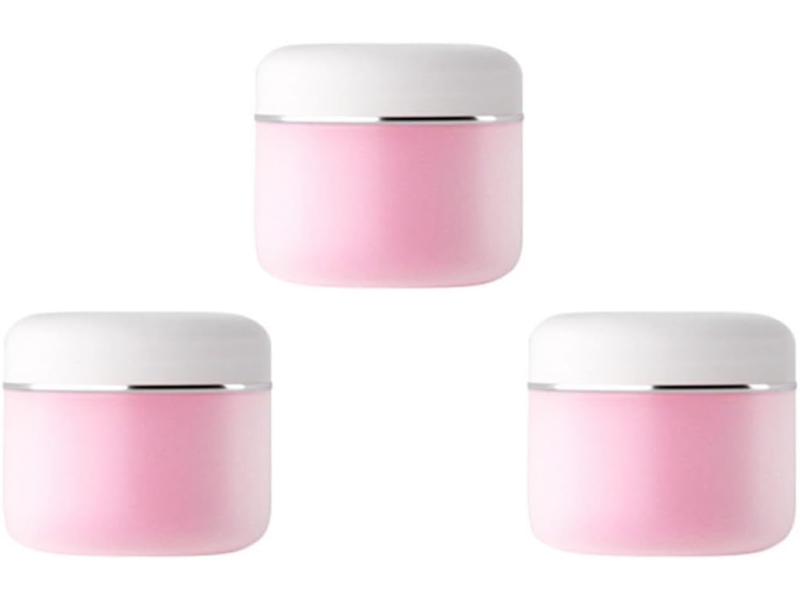 Conjunto De 3 Mini Caixas De Creme Facial De Plástico Rosa