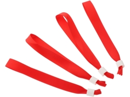 Conjunto Baluue com 10 pulseiras vermelhas para eventos, shows e festivais, ajustáveis e duráveis para identificação.