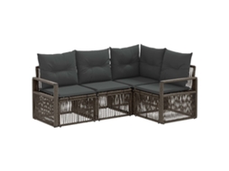 Vidaxl Conjunto De Sofá De Jardim 4 Pcs Cinzento Vime Pe