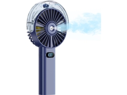 Ventilador portátil mini com spray, bateria recarregável de 4000mAh, visor de LED, na cor azul