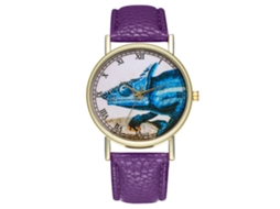 Relógio de Pulso Casal Analógico com Pulseira Pu Moda Estilo Moderno Roxo