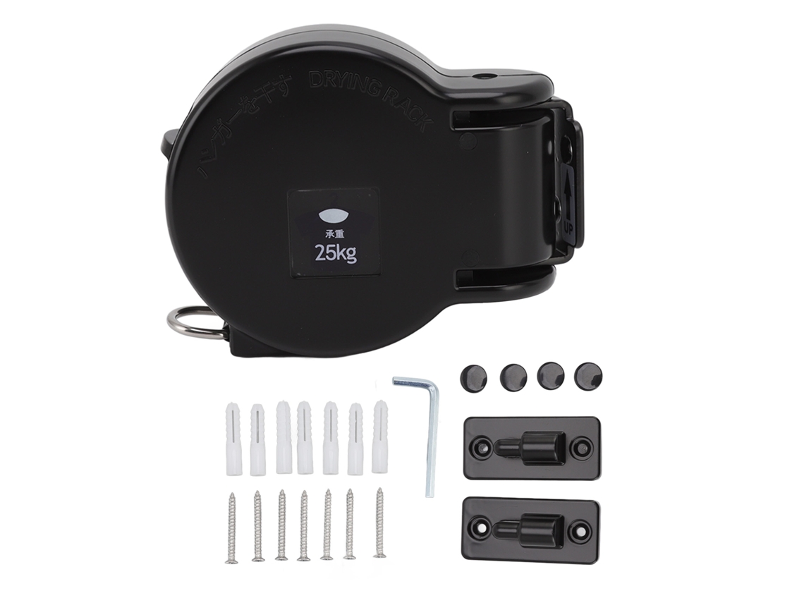 Varal retrátil Slowmoose de 4,2 m para áreas internas, resistente, durável, de aço inoxidável, varanda, preto
