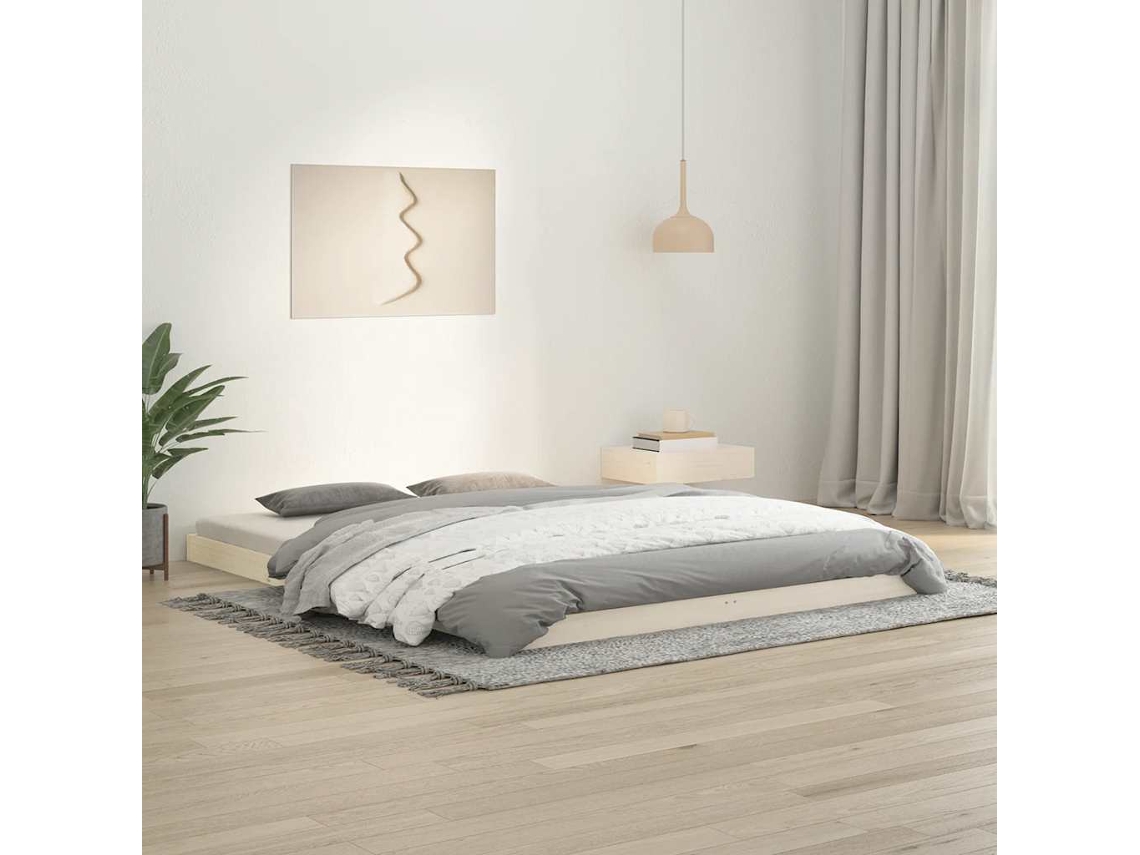 Vidaxl Estrutura De Cama King Size 150x200 Cm Pinho Maciço Branco