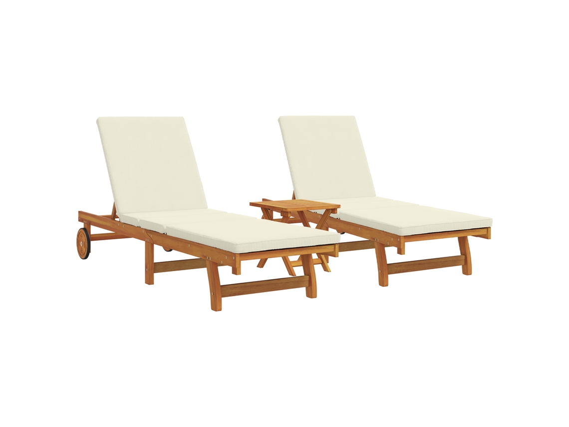 Conjunto 3 Móveis De Jardim Vidaxl Castanho Madeira De Acácia Maciça (63 X 199 X 85 Cm)