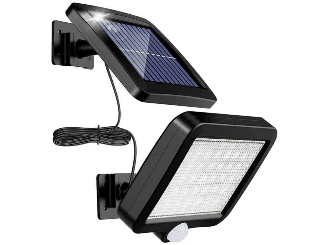 Lámpara Solar De Exterior Con Sensor De Movimiento, 56 Led, 120° Ip65, Resistente Al Agua, Con Cable De 5 M Clase Energética A Brilvibera