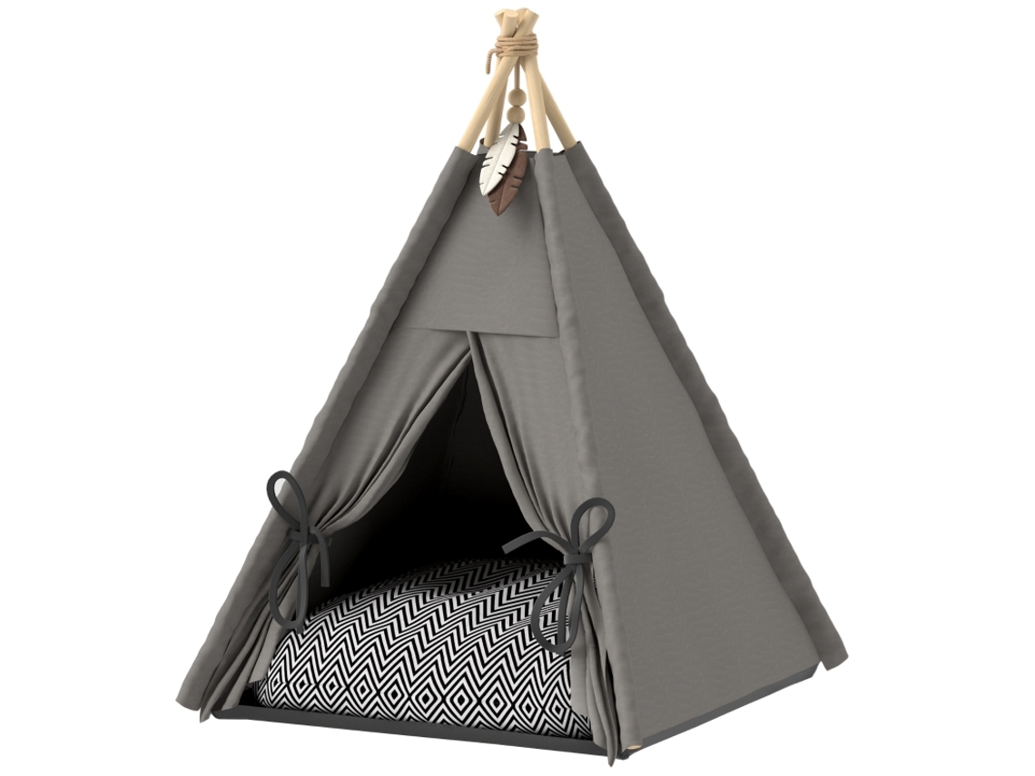 Tenda Tipi com Almofada e Bola Cinza 60x60x76cm