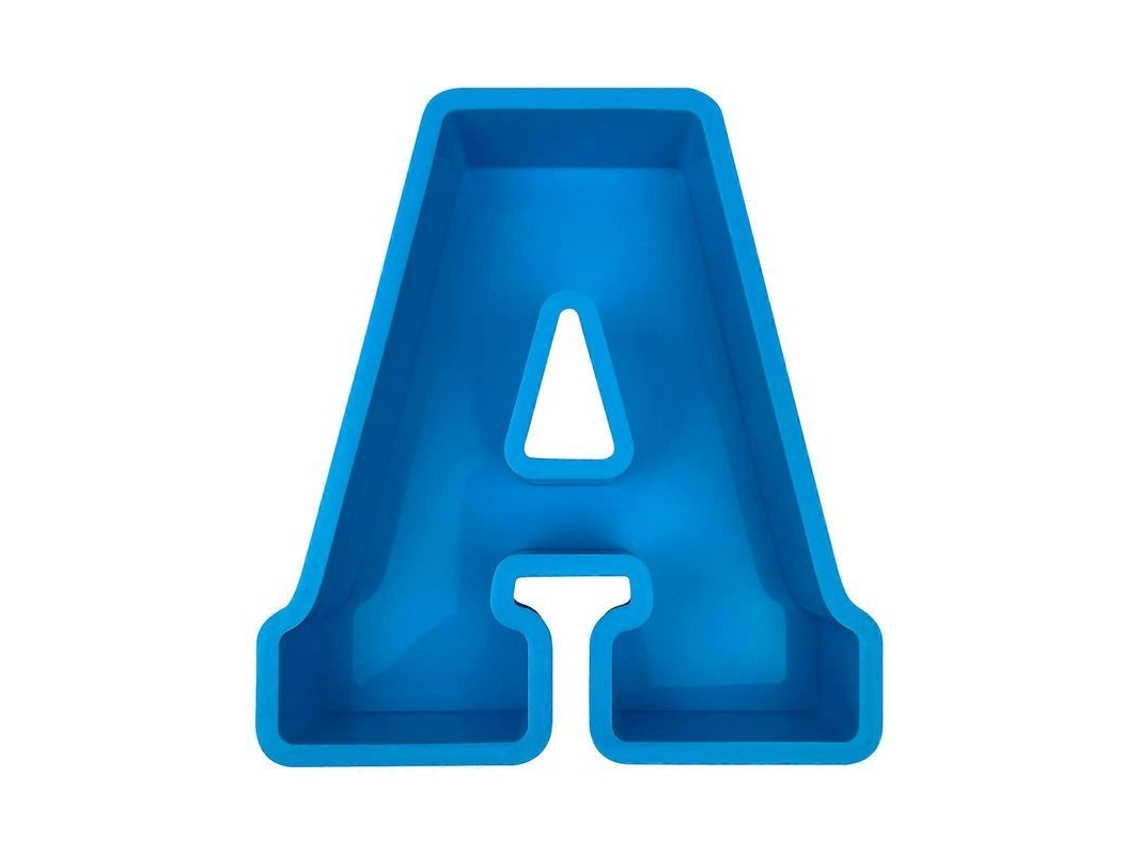 Mold De Letras Do Alfabeto Em 3d Para Bolo, Cera, Sabão E Resina - Reutilizável E Flexível (cor Azul) A