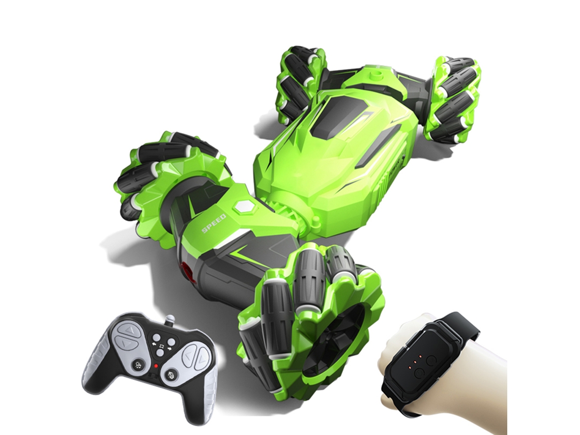 Mali carro Controle Remoto para Crianças, 2.4g 4wd com Controle por Gestos e Luzes, Brinquedo Off road Verde