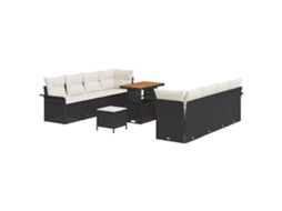 Maison Exclusive - Conjunto De Sofá De Jardim Com Almofada 11 Pcs Preto E Creme