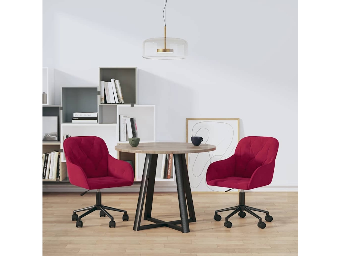Vidaxl Cadeiras De Jantar Giratórias 2 Pcs Veludo Vermelho Tinto