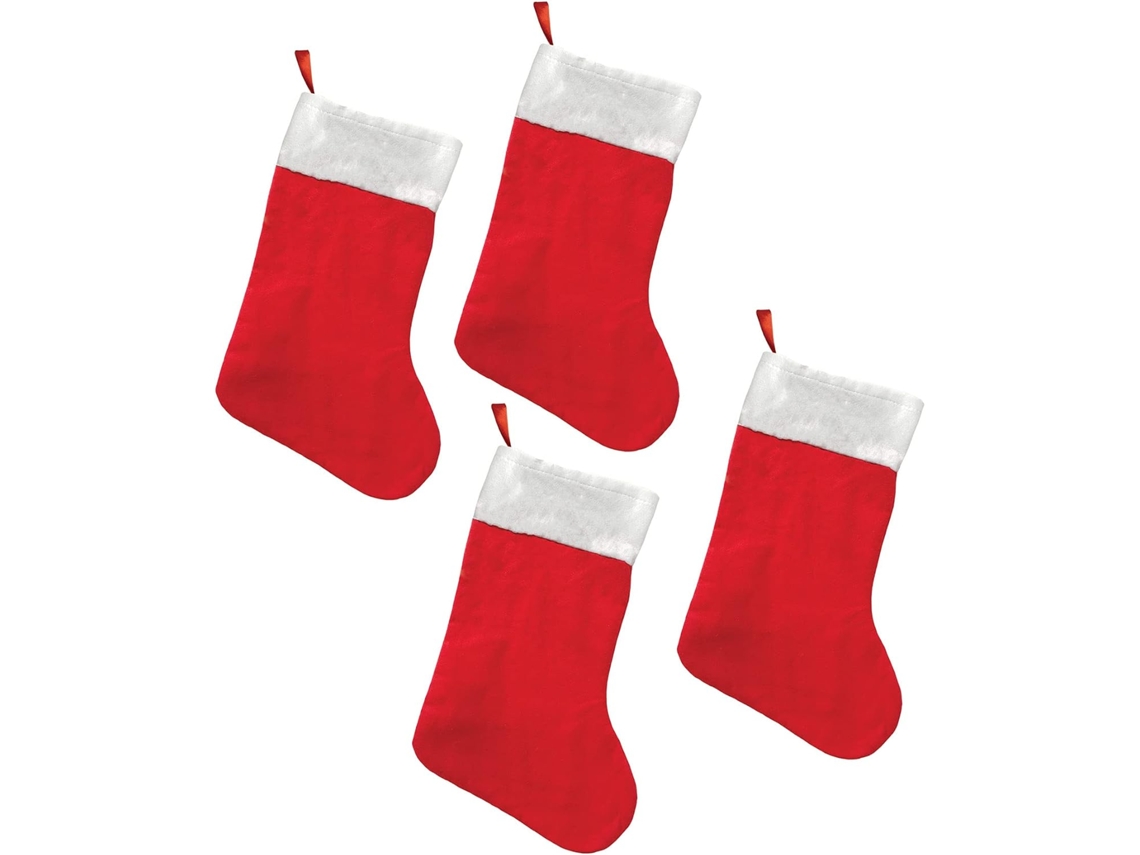 Conjunto De 4 Meias De Natal De Feltro, 15 Polegadas (vermelha/branca)