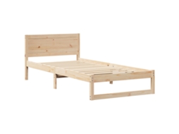 Conjunto 1 Estrutura De Cama Moderna Vidaxl Castanho Madeira De Pinho Maciça (90 X 190 Cm)