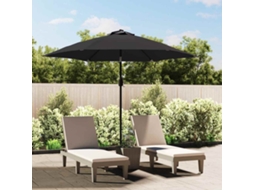 Vidaxl Guarda-sol Exterior C/ Luzes Led E Poste Aço 300 Cm Preto