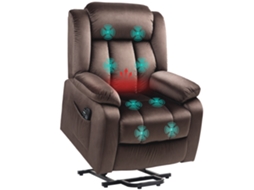 Cadeira Com Altura Ajustável, Função De Massagem E Aquecimento Lombar Poltrona Reclinável Com Controle Remoto E Bolsos Laterais Cor Marrom.