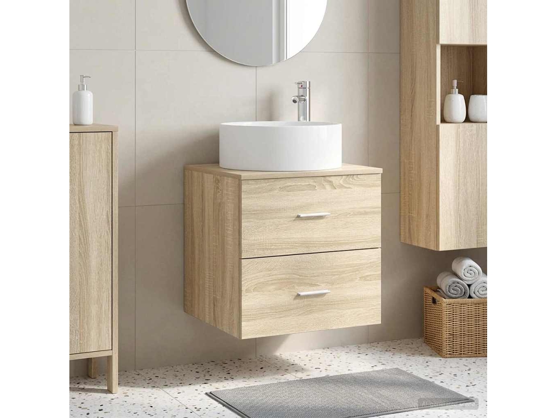 Vidaxl Vaidade Com Pia Suspensa Carvalho Sonoma 49,5 X 44,5 X 65,5 Cm