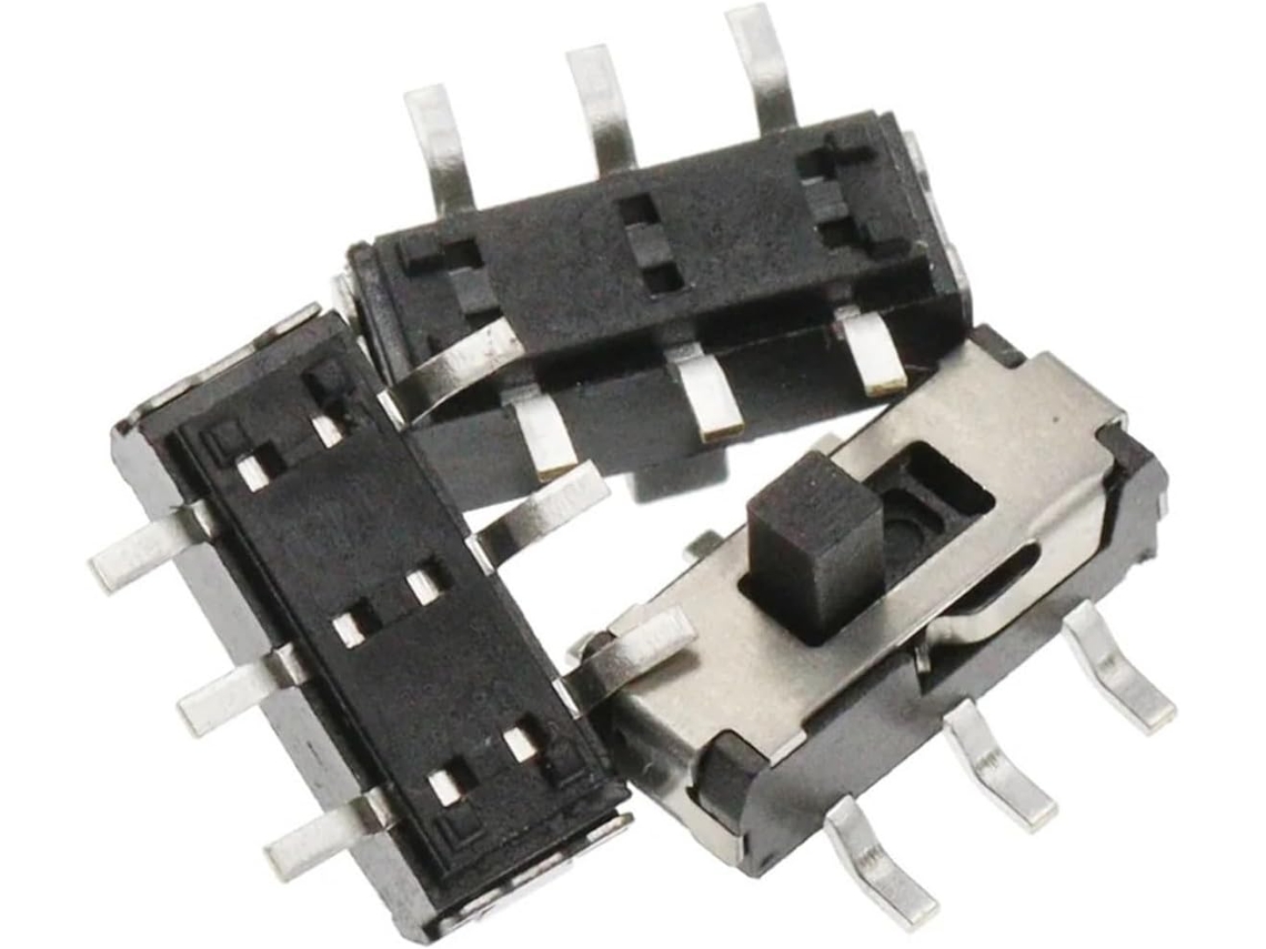 100 Unidades De Interruptor Deslizante Miniatura Mss22d18 2p2t 6 Pinos Com Alavanca 2mm Altura