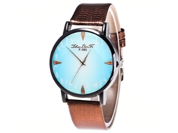 Reloj De Cuarzo De Pareja Con Correa De Cuero Pu Dial Azul Simple Zhoulianfa Café