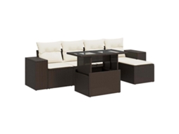 Conjunto de 6 Sofás Jardim com Almofadões Vime Pe Castanho MAISON EXCLUSIVE (80x200 cm)