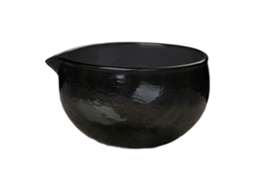 Tigela De Chá Matcha Com Bico, 400ml, Chawan Japonesa De Vidro Para Autêntica Cerimônia Do Chá, Acabamento Preto.