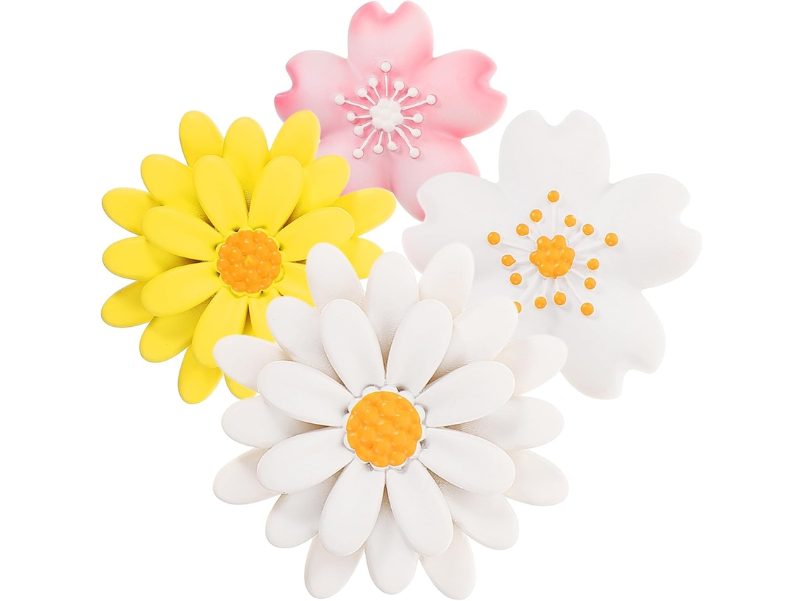 Ímãs De Geladeira Decorativos Luxshiny, Design De Flor 3d, Conjunto De 4 Peças Ímãs Resina Magnética Em Cores Claras