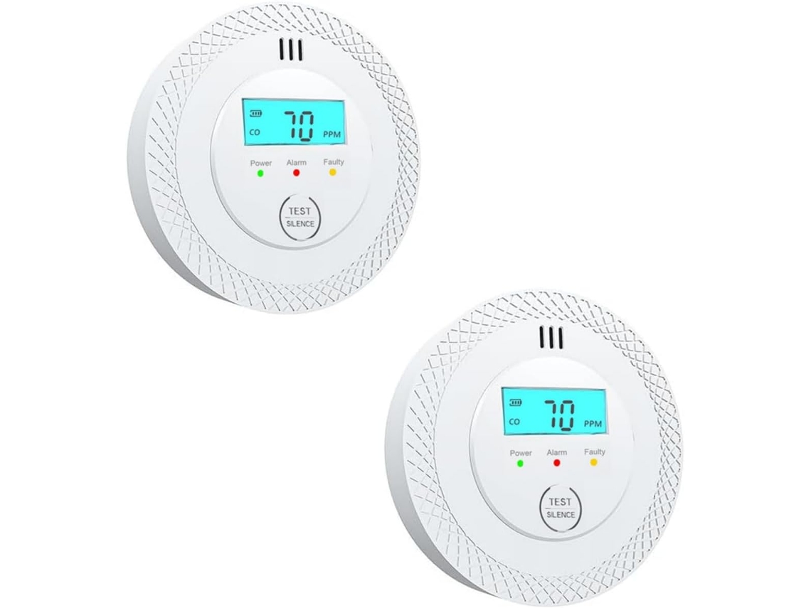 Detector de monóxido de carbono branco - Bateria de longa duração, alarme, fácil instalação para trailers, residências e escritórios.