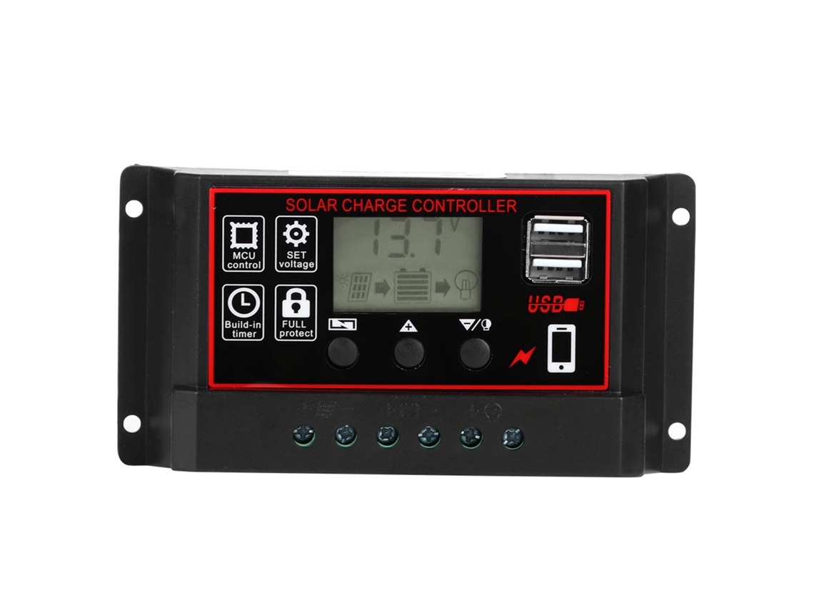 Controlador solar fotovoltaico Primerox 12V/24V, 60A, display digital, USB 5V, para casa | S/MARCA