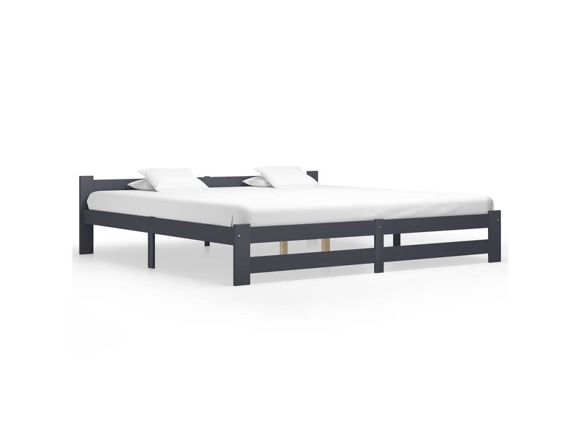 Vidaxl Estrutura De Cama 200x200 Cm Pinho Maciço Cinzento-escuro