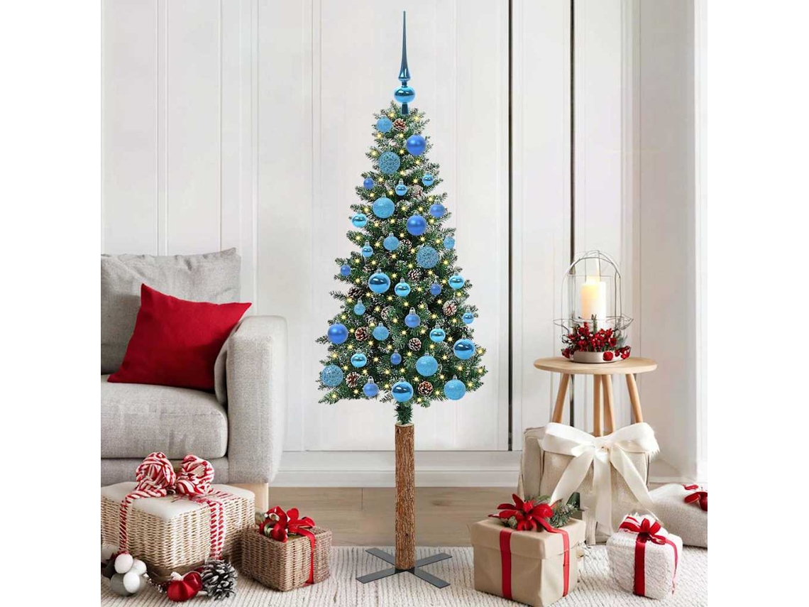 Vidaxl Árvore De Natal Slim Com 150 Leds Com Suporte Verde 150 Cm
