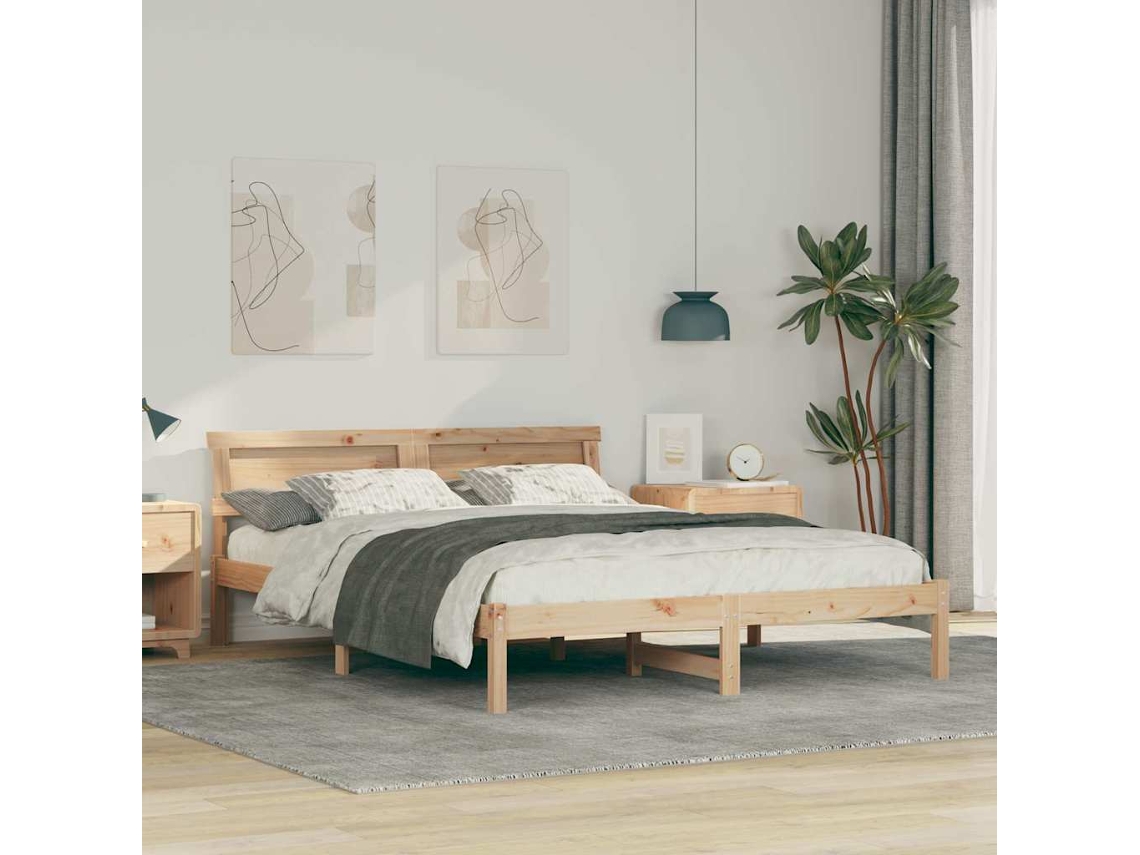 Vidaxl Estrutura Da Cama Com Cabeceira Castanho 140 X 200 Cm
