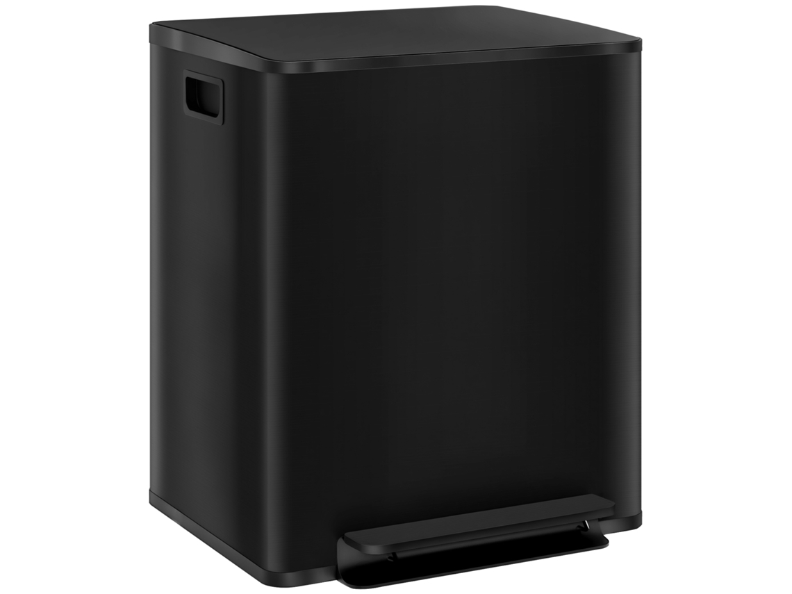 Lixeira 2 compartimentos, 25l, tampa suave, inox, Preto | S/MARCA