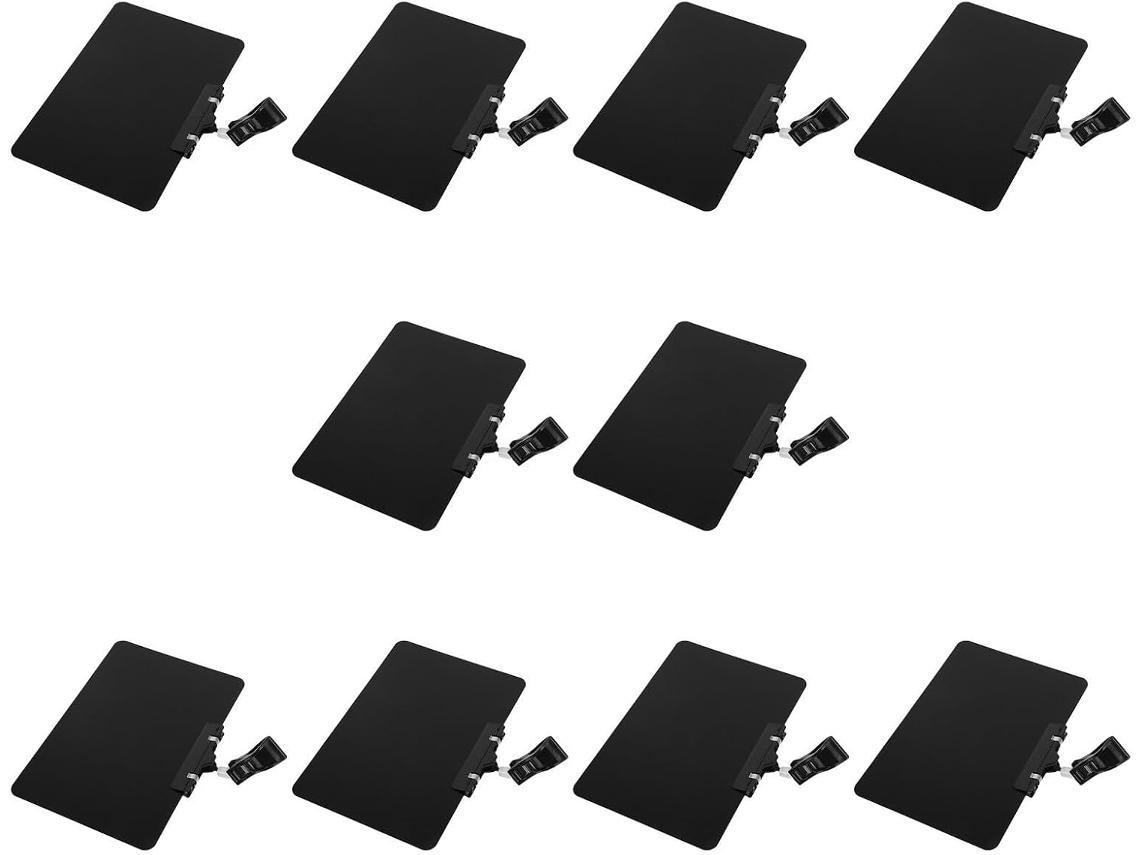 Nolitoy Conjunto De 10-mini Quadros Negros Reutilizáveis Com Clipe Duplo Para Supermercados, Material Pvc Preto, Ideal