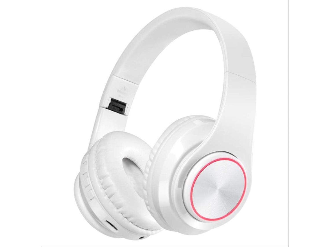 Fone De Ouvido Esportivo Bluetooth Sem Fio Com Iluminação, Dobrável, Estéreo, Para Corrida, Branco Unissex