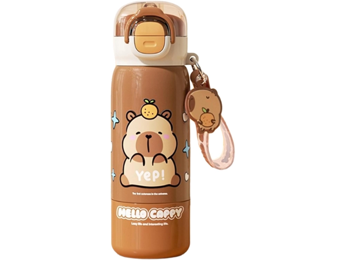 Garrafa De Água Portátil Capybara Cup Com Tampa De Canudo À Prova De Ferrugem Ideal Para Escola, E Gokoco