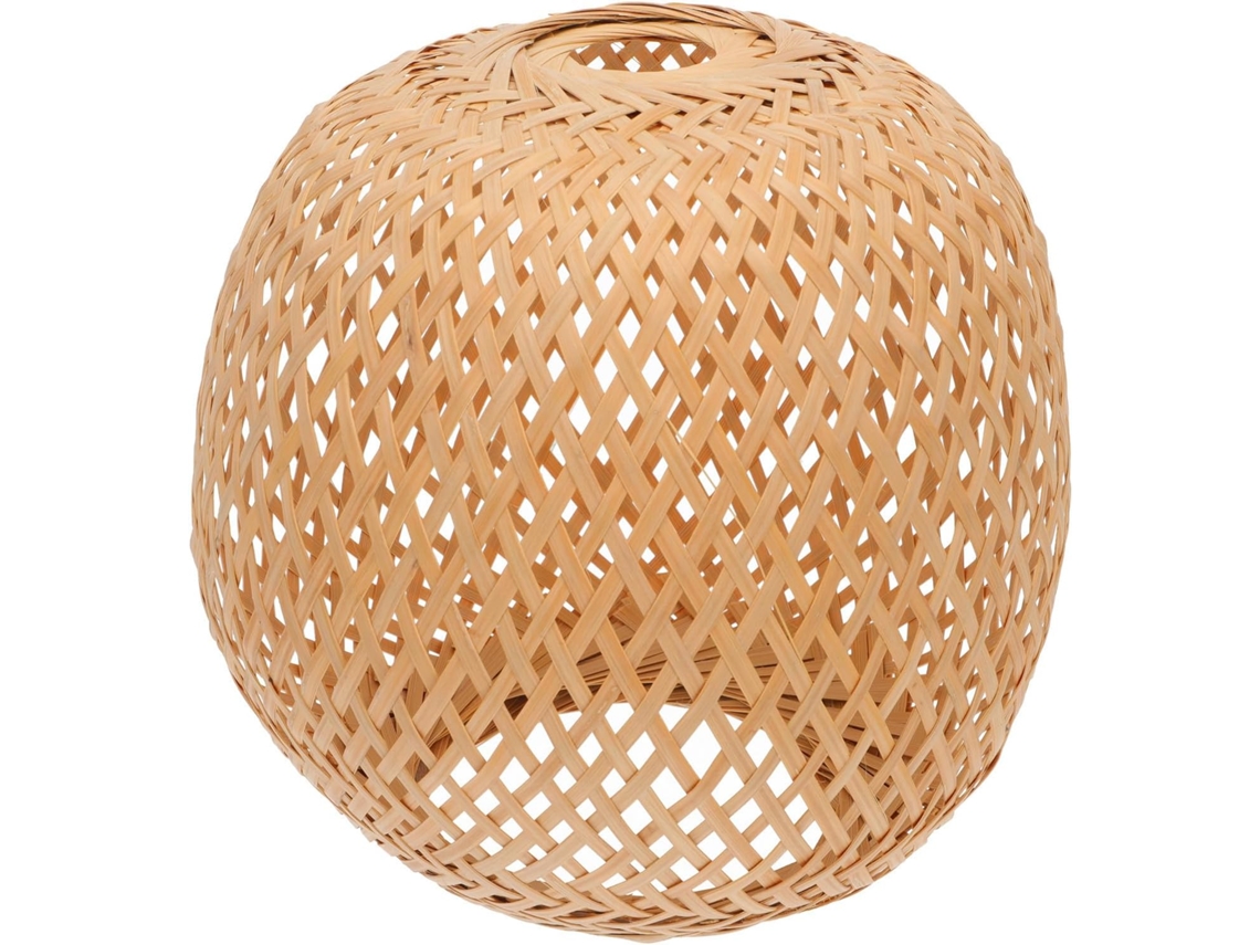 Abajur De Teto Decorativo Suspenso Em Bambu Trançado Natural, Modelo B.