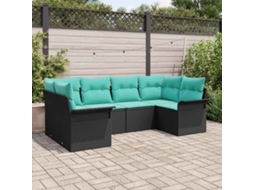 Vidaxl Conjunto de Sofá de Jardim 6 Pcs Preto Rattan Sintético