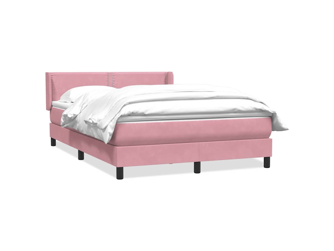 Cama Box Spring com Colchão 160x210 Cm Veludo Rosa MAISON EXCLUSIVE