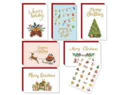Cartões De Natal Brilhantes, Escrita Elegante E Detalhes Brilhantes Para Mensagens Personalizadas Aquaforge (pacote Com 24)