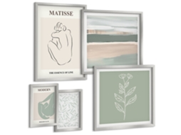 Conjunto De Pinturas Gráficos Vegetais Estilosos Espelharte (5 Peças)