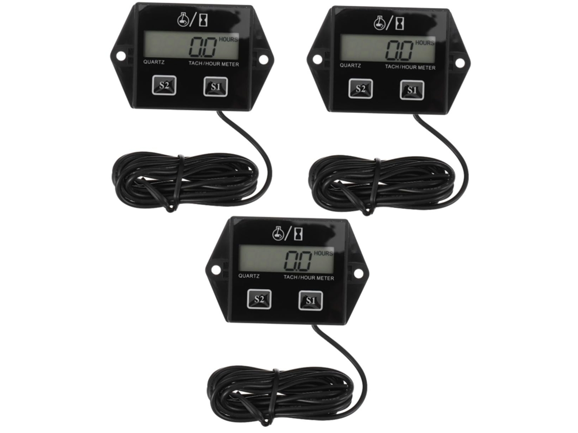 Conjunto de 3 tacômetros eletrônicos para carregador USB e odômetro.