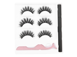 Conjunto De Cílios Falsos 3 Pares Com Eyeliner Líquido E Pinça Ferramentas De Maquiagem Para Olhos Waterproof 3d-03